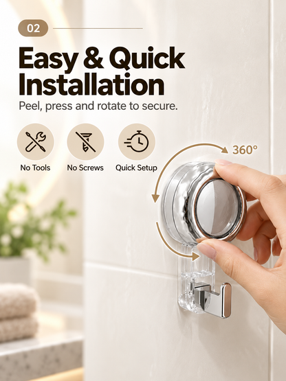Suction Cup Hooks for Shower | Waterproof No Drill Wall Hooks