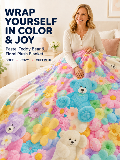 🐻🌈Colorful Bear Flannel Blanket