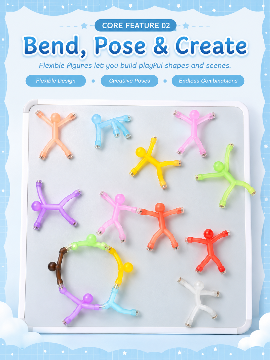 Magnetic Fidget Figures – 10PC Bend, Snap & Connect Set