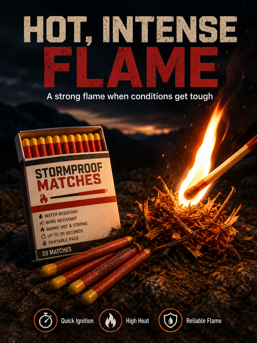 🔥 Stormproof Matches – Windproof Outdoor Emergency Fire Starter