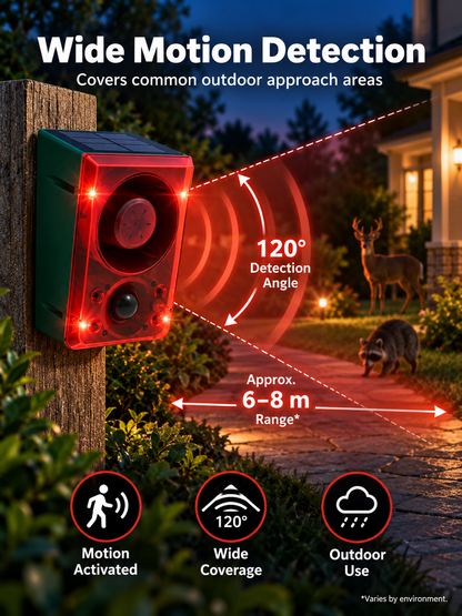 🚨 Solar-Powered Outdoor Motion Alarm – Remote-Controlled Farm & Garden Security Siren