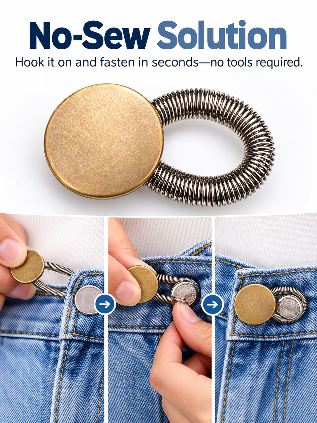 👖 Stretch Waistband Extender – No-Sew Flexible Button for Jeans & Pants