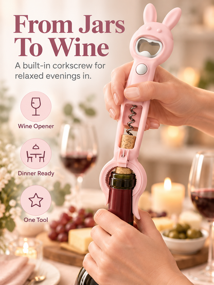 🐰 5-in-1 Magnetic Rabbit Kitchen Opener – Jar, Bottle, Can & Wine Helper