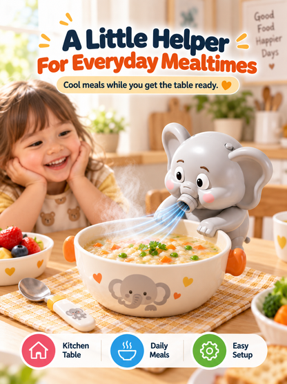 🐘 Hands-Free Food Cooling Fan – Cool Hot Meals Faster Without Blowing