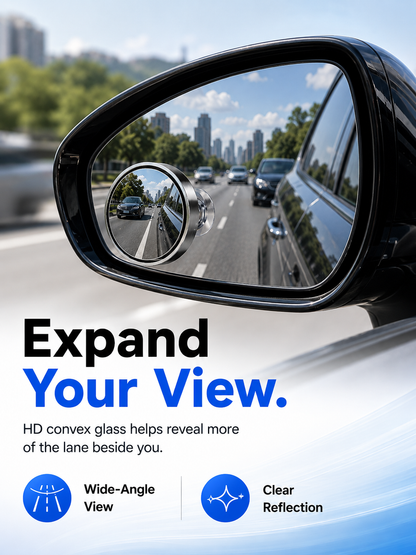 🚗 360° Adjustable Blind Spot Mirrors – Wide-Angle HD Car Side Mirror