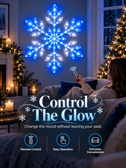 ❄️ Remote-Controlled Snowflake Wall Light Set – Blue & White Christmas Décor