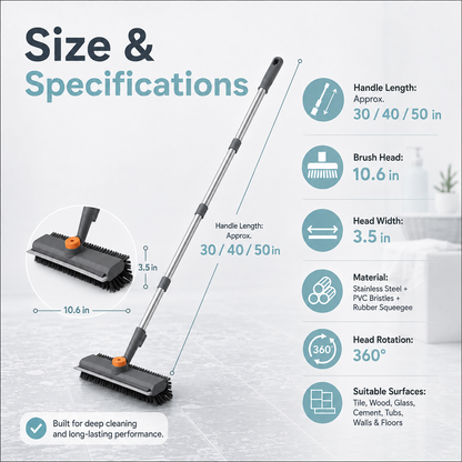 ⚡Hot Sales 49% OFF🔥Floor Scrub Brush Bathtub Brush with Long Handle 3 in 1