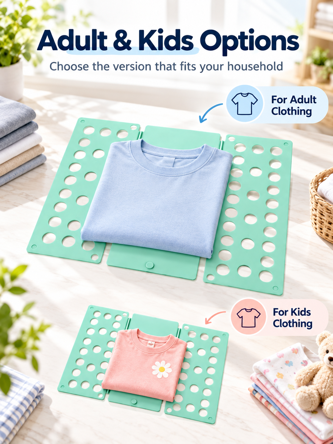 👕 Foldable Clothes Folding Board – Space-Saving Laundry Organizer for Adults & Kids
