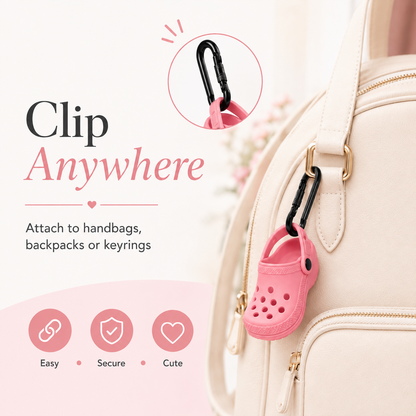 ✨ Mini Clog Charm Pouch – Cute Bag Pendant with Carabiner Clip & Coin Holder