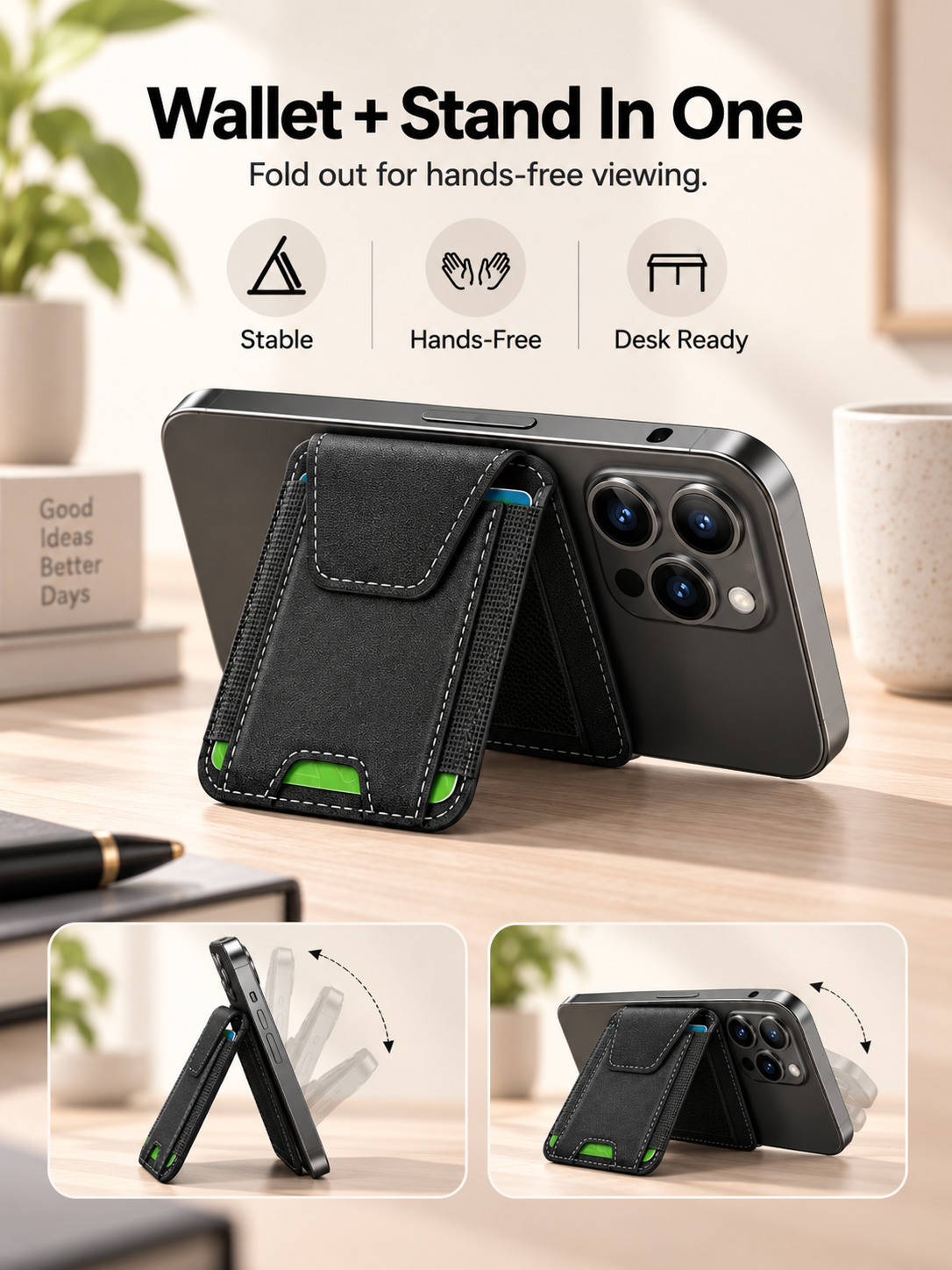 🧲 Magnetic Phone Wallet with Rotating Stand