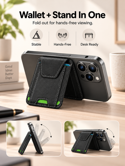 🧲 Magnetic Phone Wallet with Rotating Stand