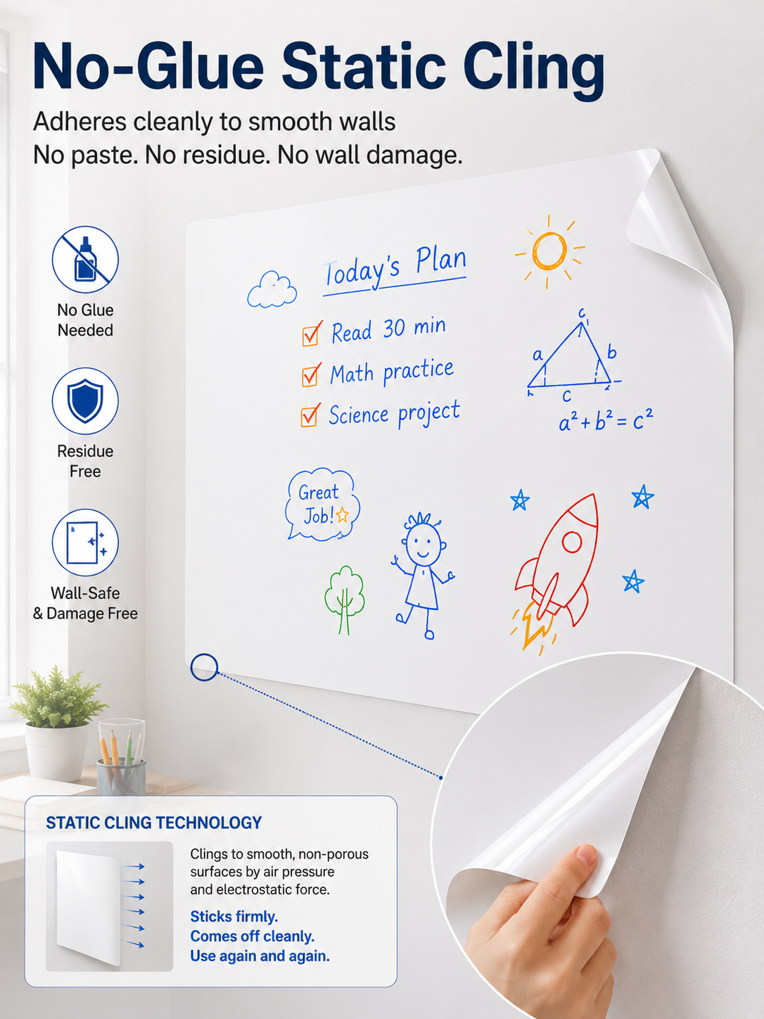 The Blueprint Deskmat Includes the Blueprint Marker💻✏️ A Double-Sided Deskmat to Draw, Erase & Redraw As Needed.