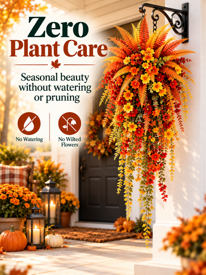 🍂 Cascading Autumn Floral Swag – Lush Fall Porch & Entryway Hanging Décor