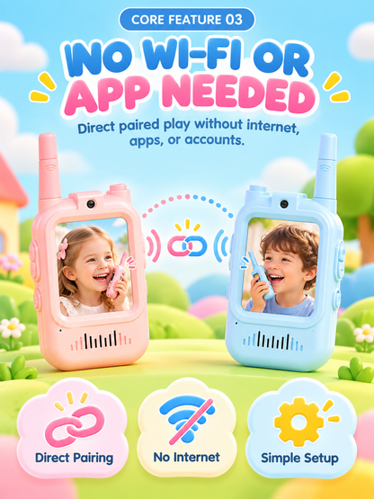 🌈Kids Video Walkie Talkie Set (2-Pack) – Intercom with Camera & Screen