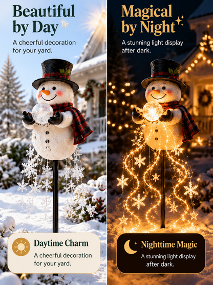 ⛄Snowman Magic Fountain Solar Christmas Garden Light
