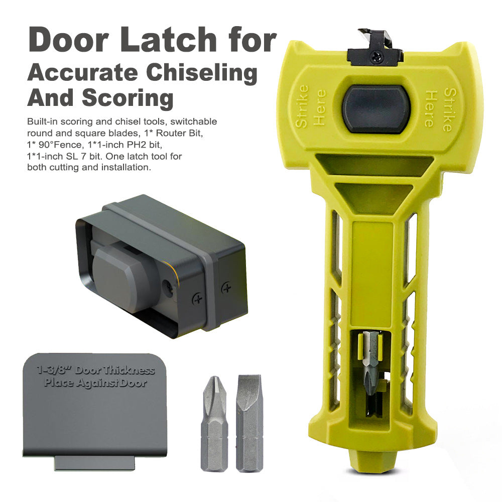 🔨 Door Latch Installation Kit – Precision Mortise Tool for Fast & Accurate Door Lock Installation, Fits Square & Round Deadbolts, 1-3/8" & 1-3/4" Doors