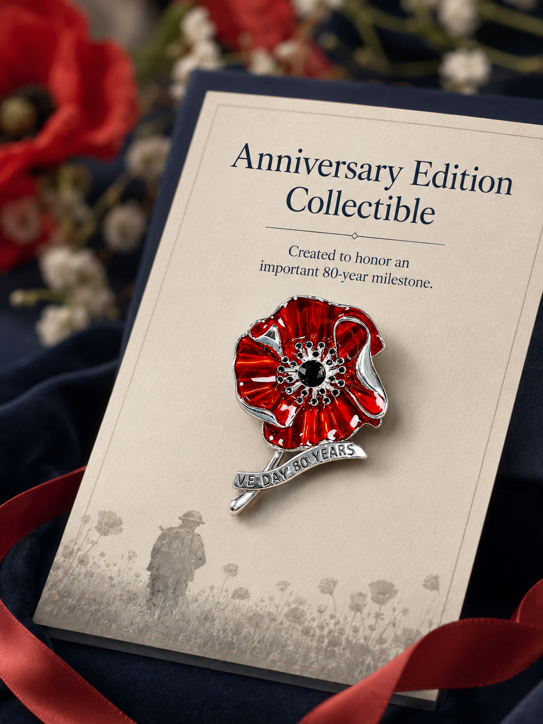 VE Day 80 Poppy Brooch | Limited Edition Anniversary Keepsake