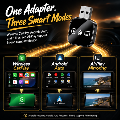 🔥2026 Upgraded 3-in-1 Wireless CarPlay Adapter | Plug & Play Mini AirPlay Mirror Link