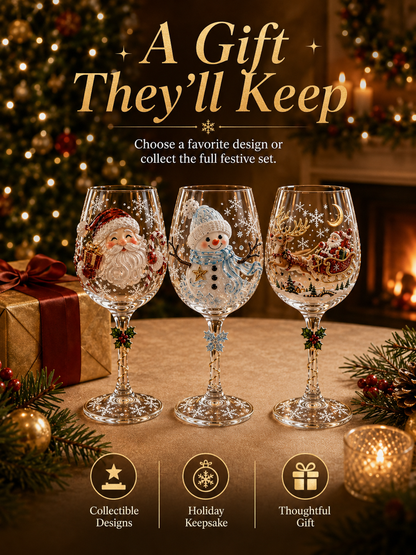 🎄 3D Christmas Collectible Stemmed Glass – 6 Festive Designs