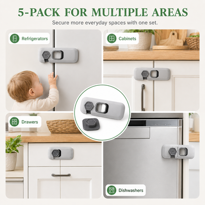 🔒 5-Pack Child Safety Locks – No Drill, Easy Install
