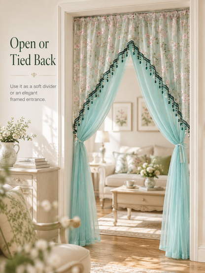 🌸 Extra-Wide Embroidered Beaded Doorway Curtain