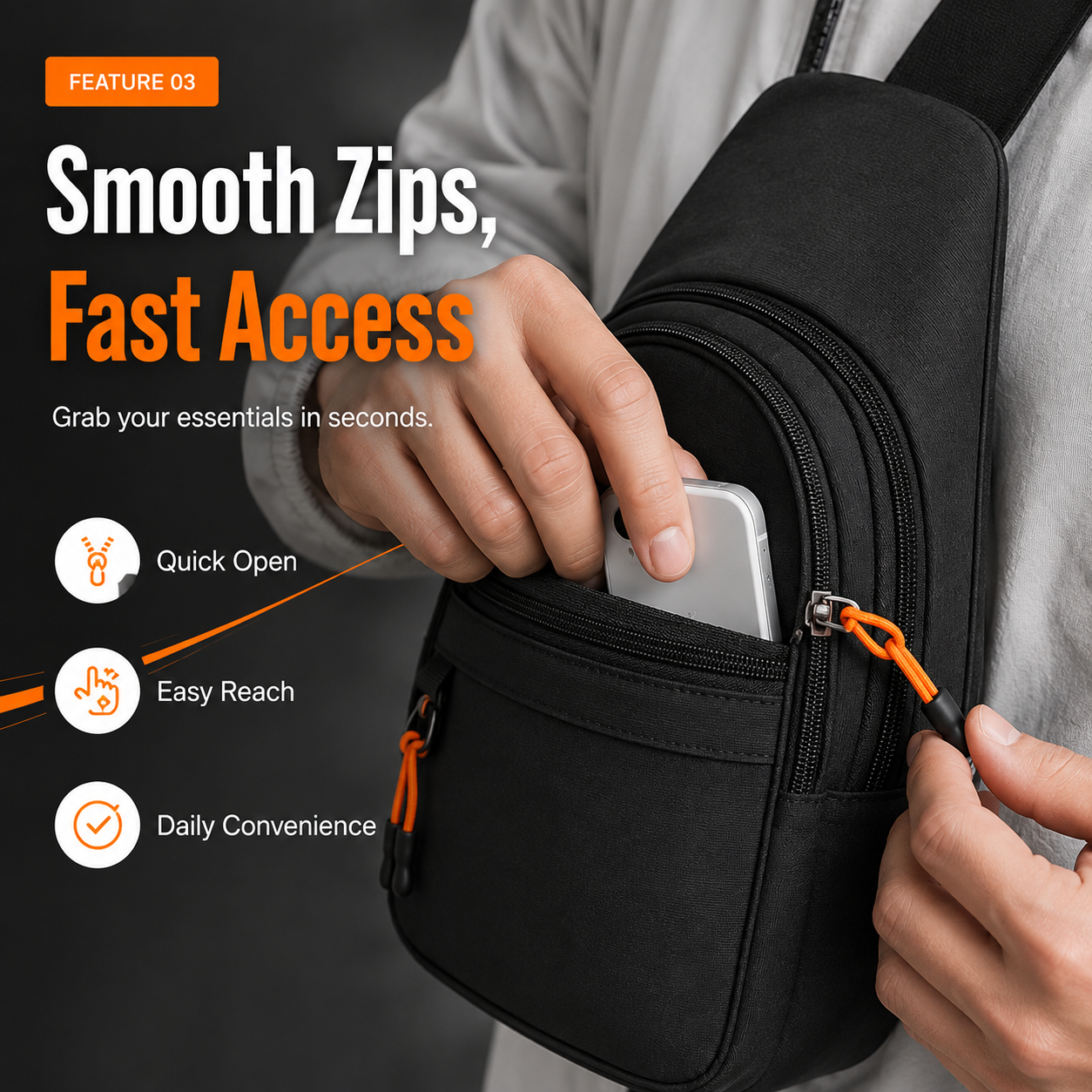 Waterproof Multi-pocket Crossbody Sling Bag