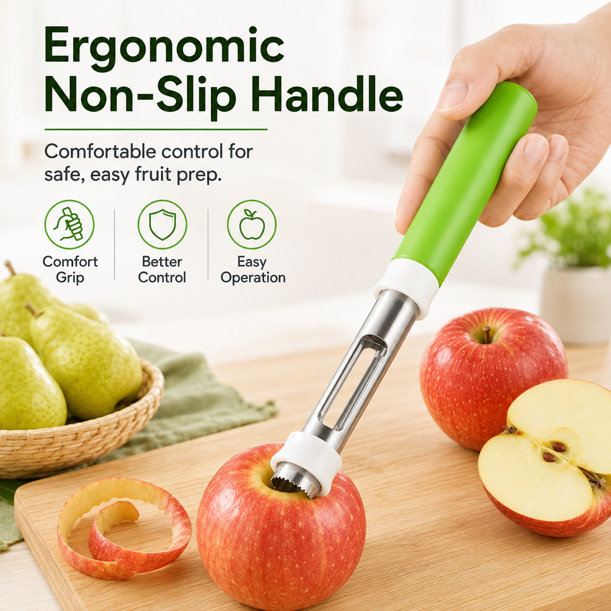 2-in-1 Apple Corer & Peeler 🍎🔪 , Stainless Steel Fruit Tool , Must-Have Kitchen Gadget ✨