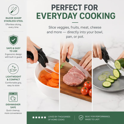 ✂️ 2 in 1 Kitchen Scissors for Food - Stainless Steel Cutting Board Scissors with Safety Lock