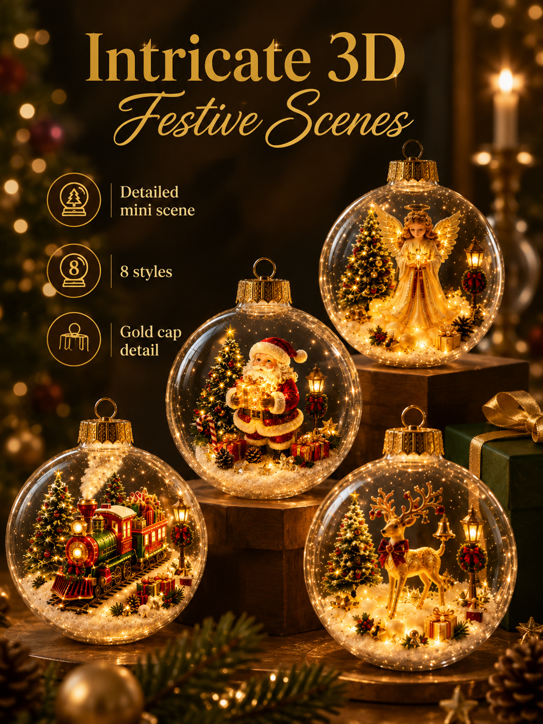 ✨ Magical Illuminated 3D Christmas Baubles – Bring Your Tree to Life!