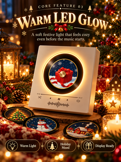 🎄 Christmas Mini Vinyl Music Player – Magnetic Fridge Frame with 9 Records