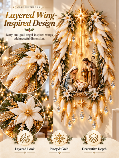 Angel Wings Nativity Light | Illuminated Christmas Wall Decor