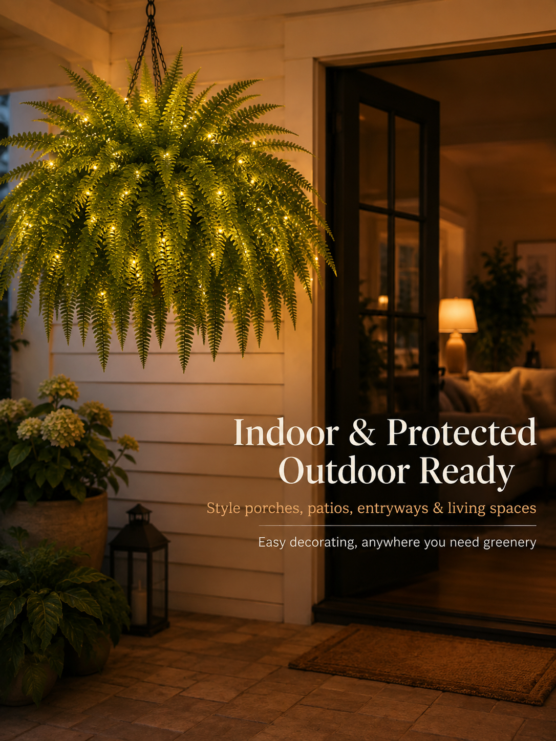 Glowing Boston Ferns with Lights – 🌿 Zero Watering, Zero Maintenance
