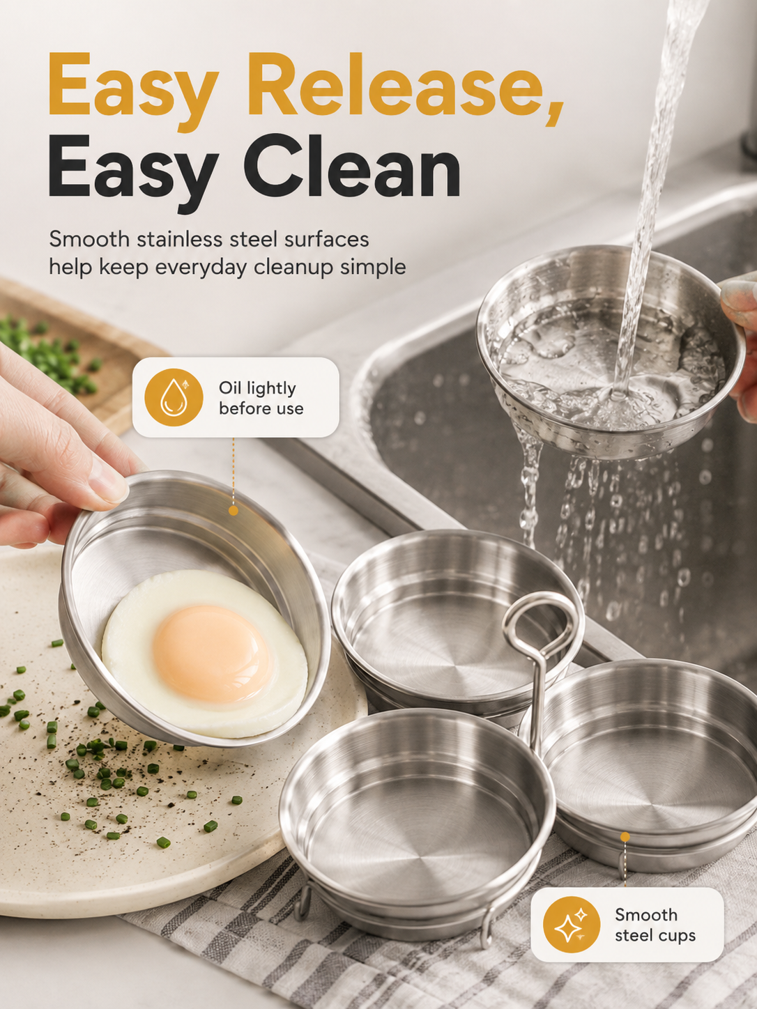 🍳 3-Cup Stainless Steel Egg Steamer