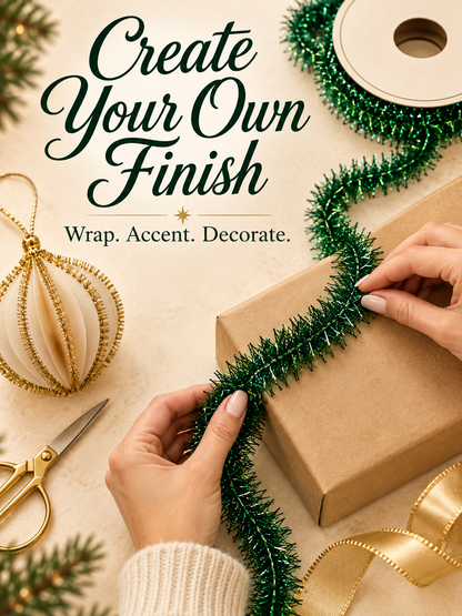 ✨ Metallic Tinsel Trim – Sparkling Decoration for Gift Wrapping & Holiday Crafts