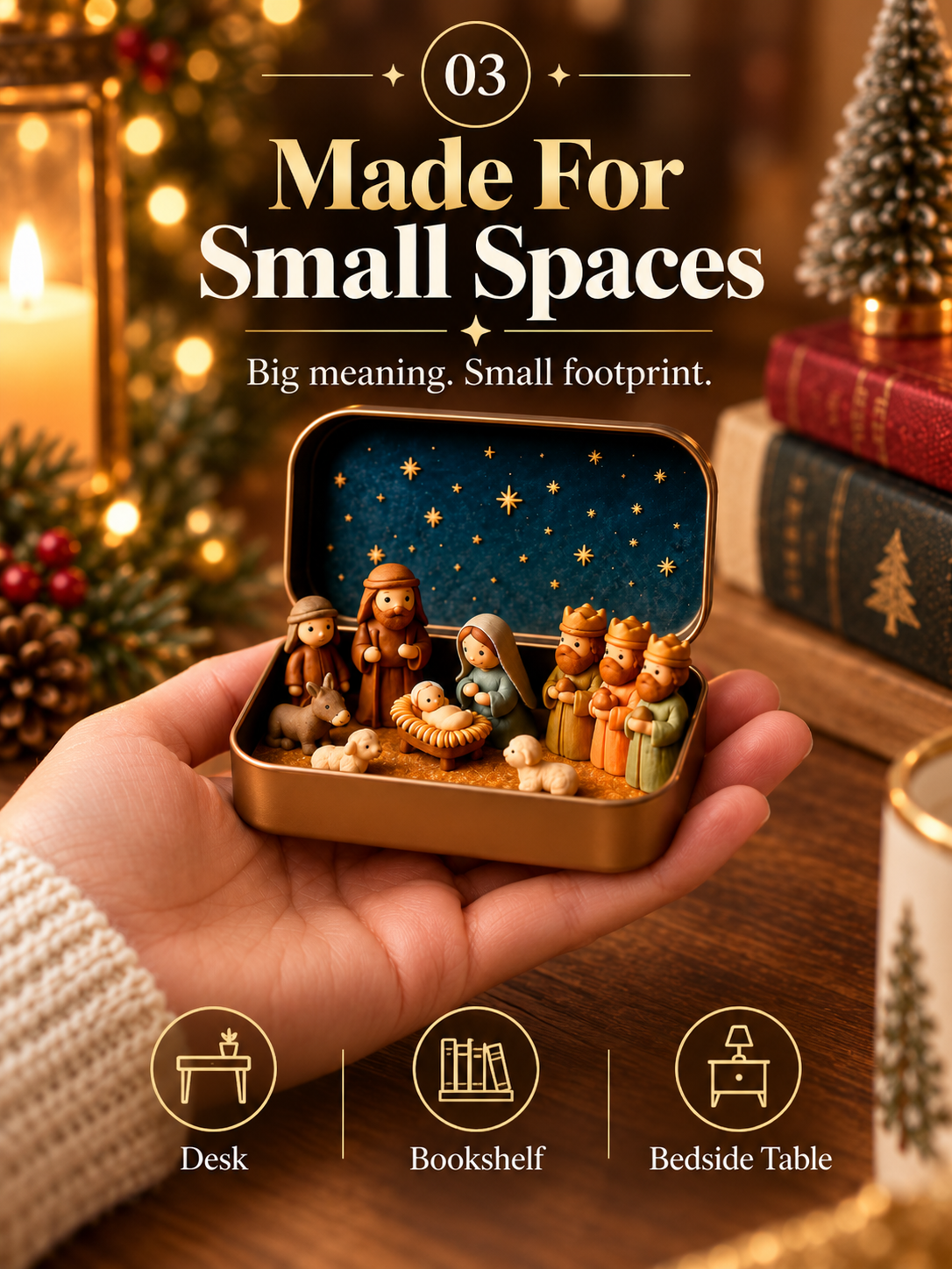 Daily 1000+ Sold｜Mini Christmas Nativity Set in Tin Box