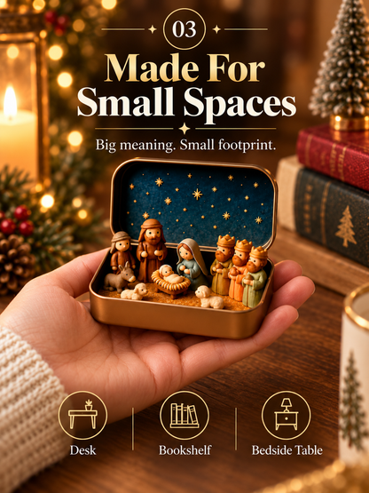 Daily 1000+ Sold｜Mini Christmas Nativity Set in Tin Box