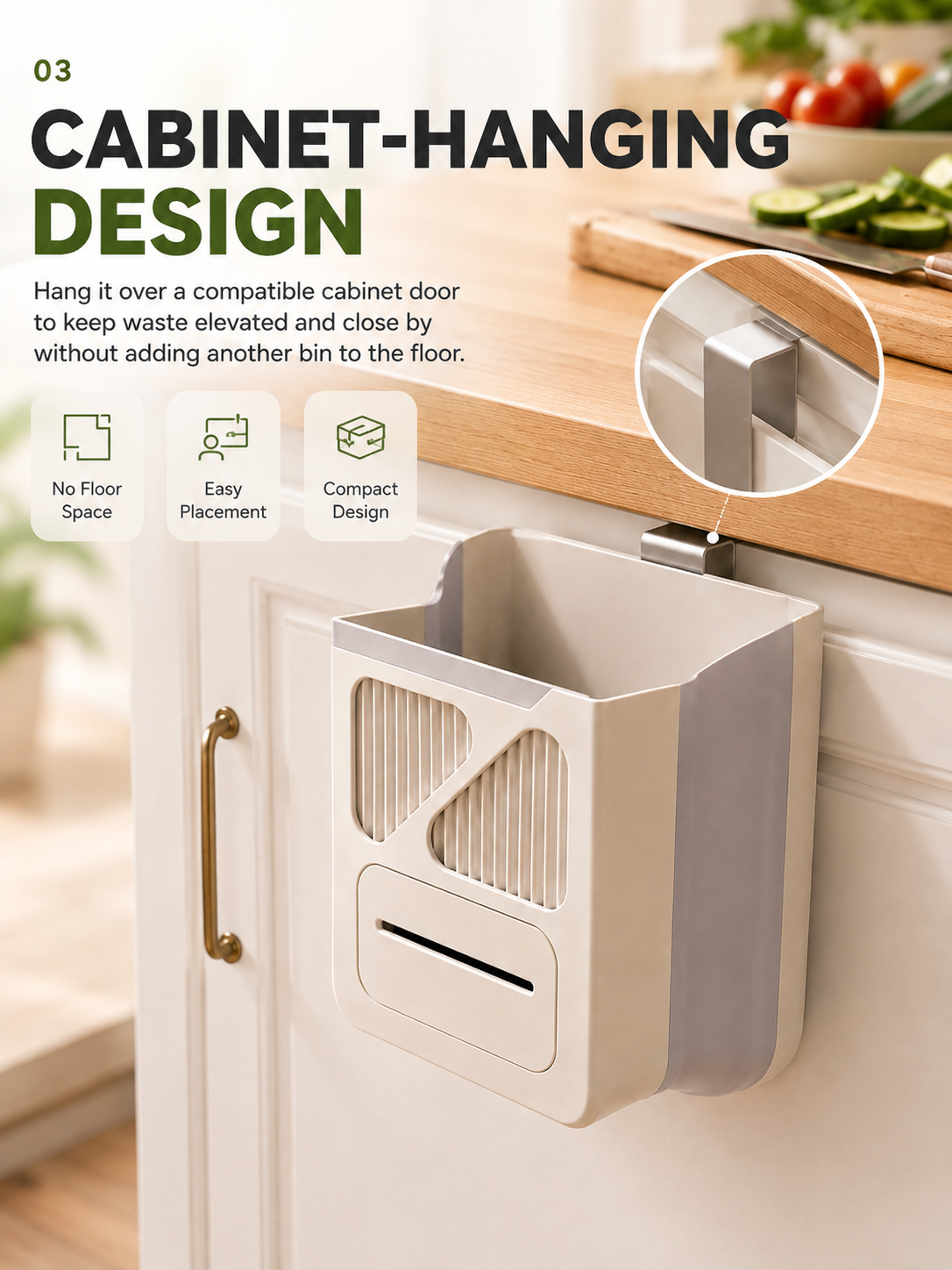 🥕 Hanging Kitchen Trash Bin – Cleaner Countertop Scrap Bin