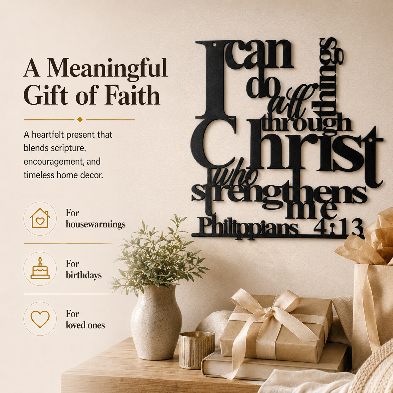 🔥Last Day 55% OFF | Philippians 4:13 Metal Christian Wall Decor – Strength Through Christ