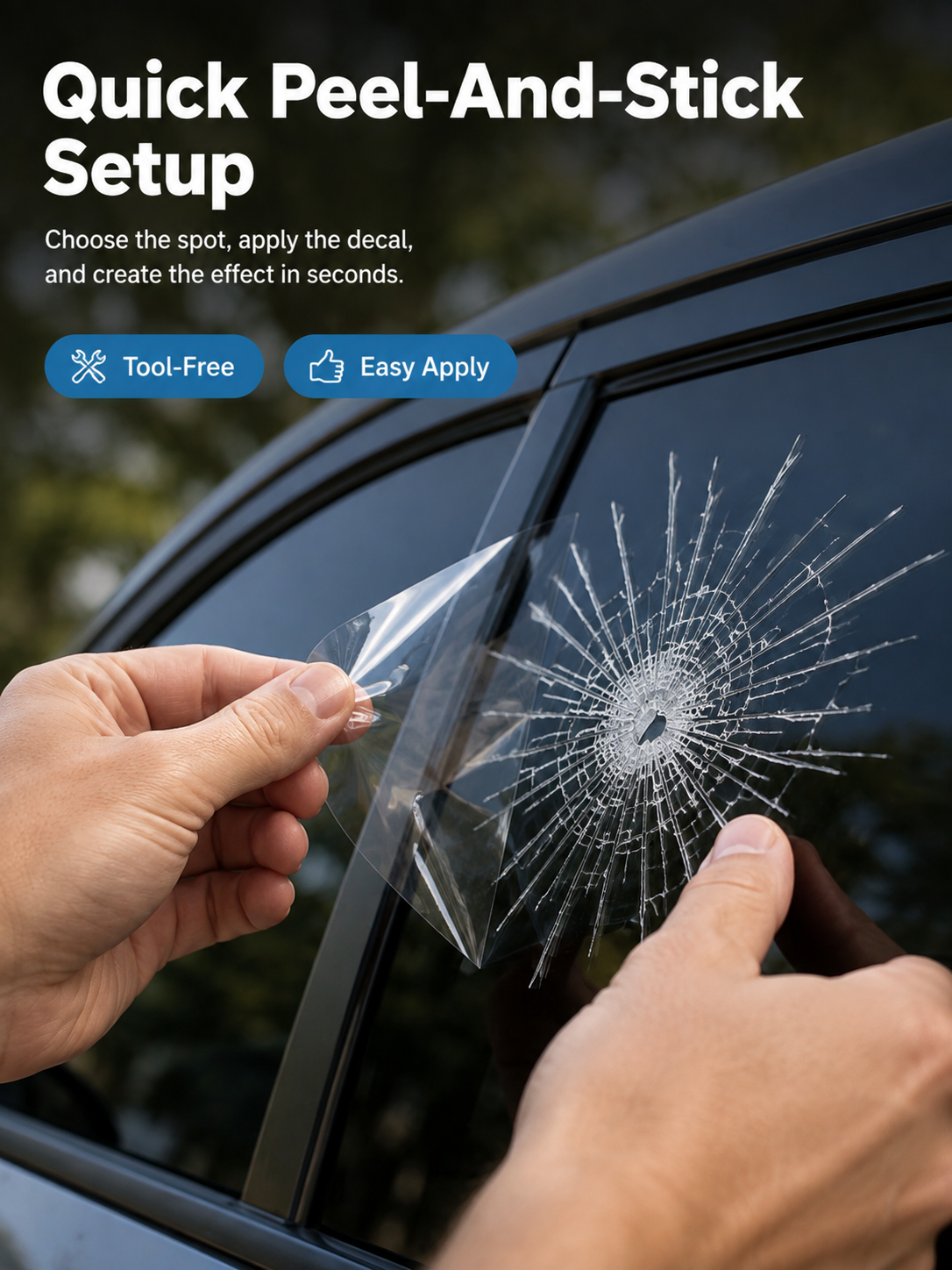 💥 3D Car Window Shatter Prank Decal