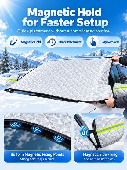🚗 Magnetic Windshield Cover – All-Season Sun, Snow & Frost Protector for Cars, SUVs & Trucks