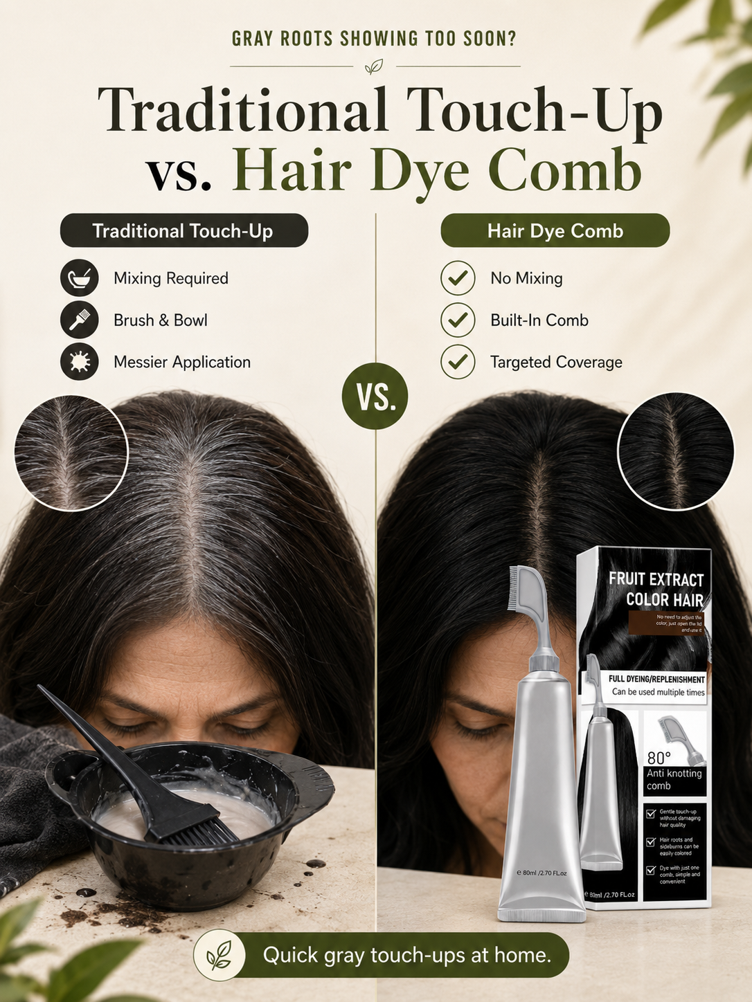 🔥Hot sell TODAY | Instant Gray Coverage Hair Dye Comb for Men & Women