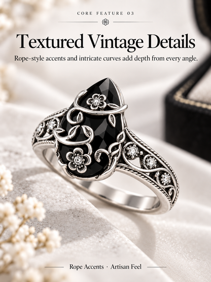 🌸 Vintage Boho Floral Gem Ring – Elegant Silver-Tone Women’s Statement Jewelry