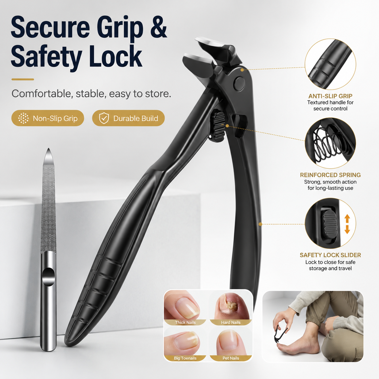 ✂️ Heavy-Duty Wide-Jaw Nail Clipper