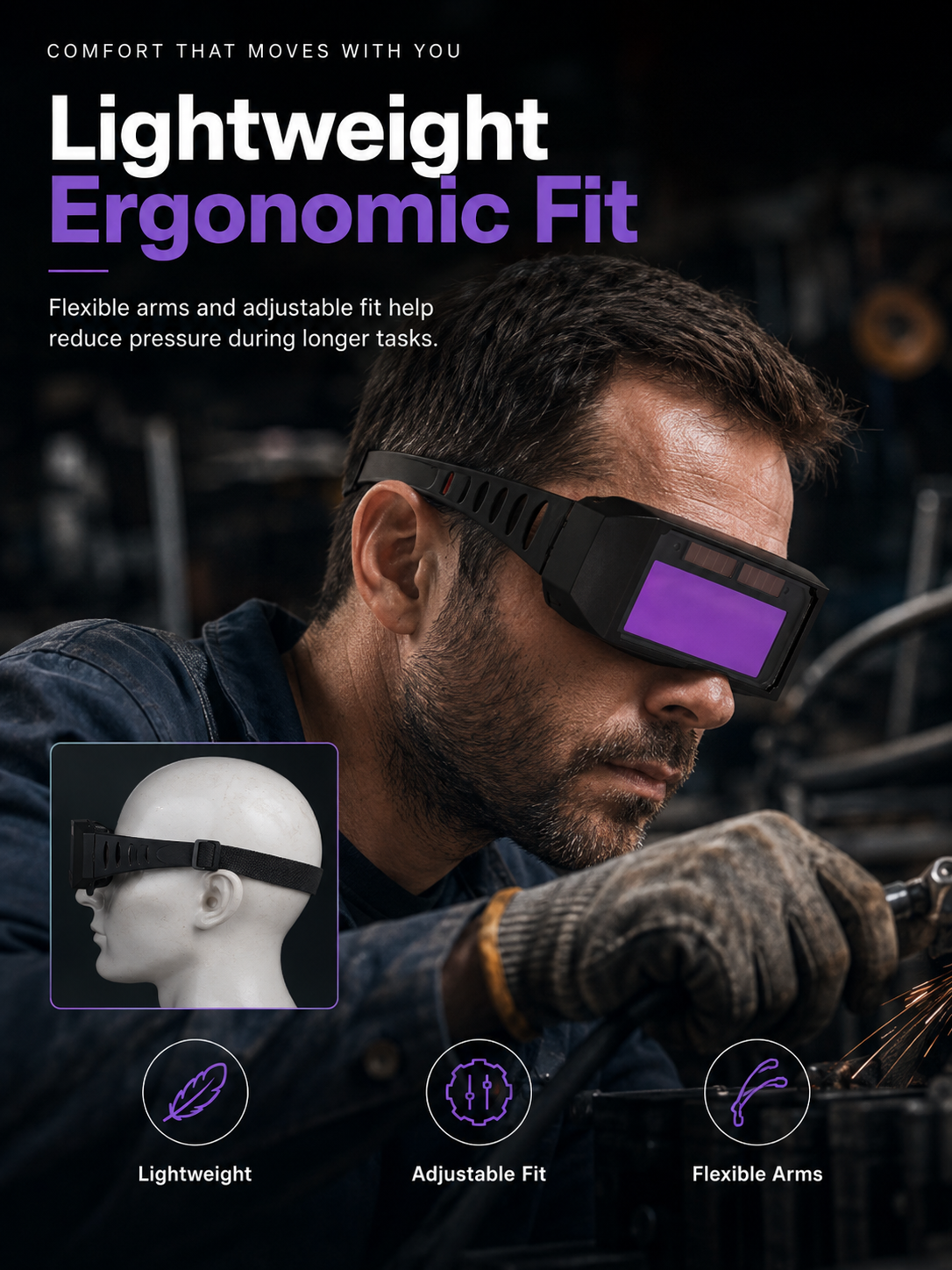 🛡️ Industrial Safety Welding Glasses – Anti-Glare, Impact-Resistant Protective Eyewear for Welders