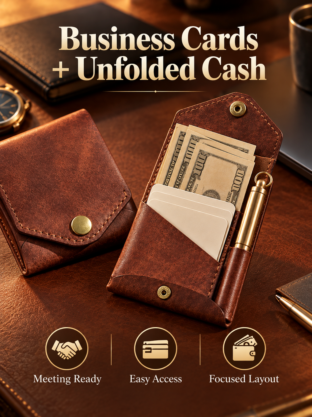 🎁Vintage Handmade Leather Wallet With Business Card Holder