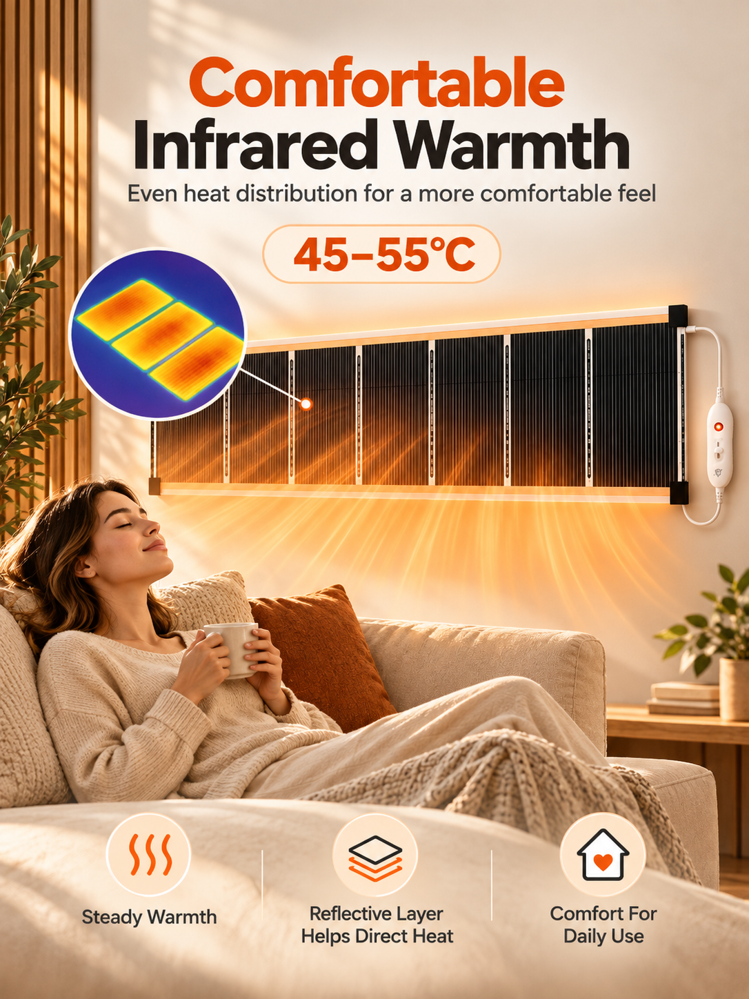 🔥3-Second Rapid Heating Honeycomb Graphene Far-Infrared Ceramic Wall Heater – Low Noise & Energy Efficient Indoor Wall Mount Heater