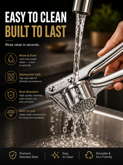 🧄 Heavy-Duty Stainless Steel Garlic Press – Fresh Minced Garlic in Seconds