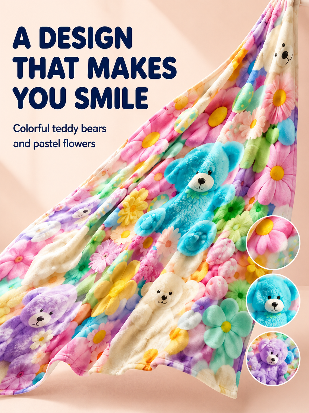 🐻🌈Colorful Bear Flannel Blanket