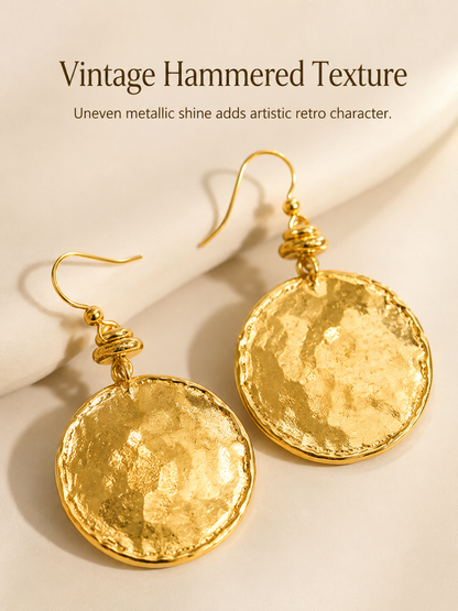 💫Vintage Hammered Metal Drop Earrings– Lightweight Geometric Statement Jewellery ✨