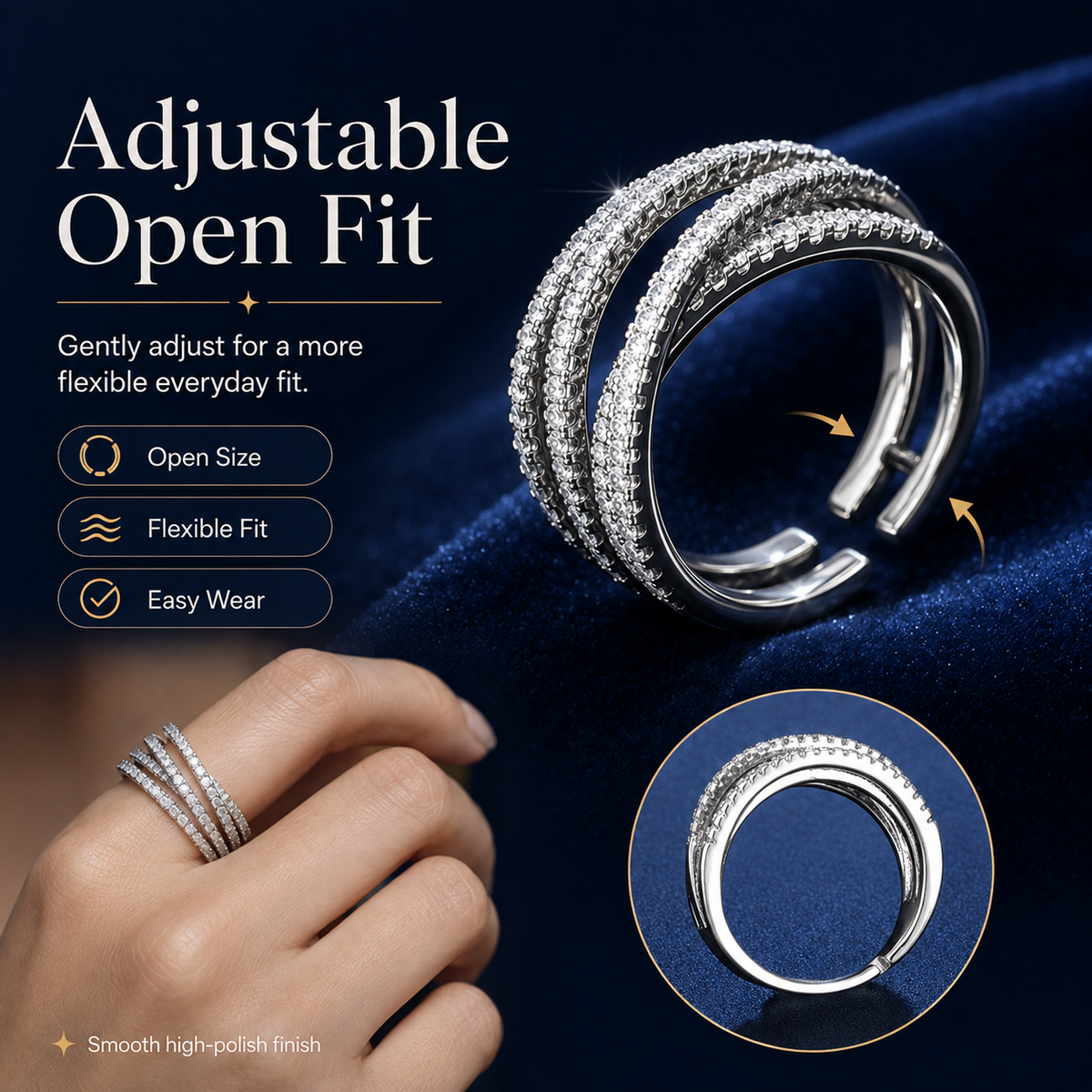 🎁Adjustable Multi-Band Crossover Ring